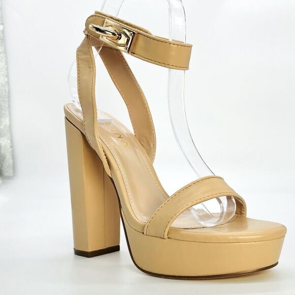 NUDE FAUX LEATHER PLATFORM SANDAL - Picture 4 of 6